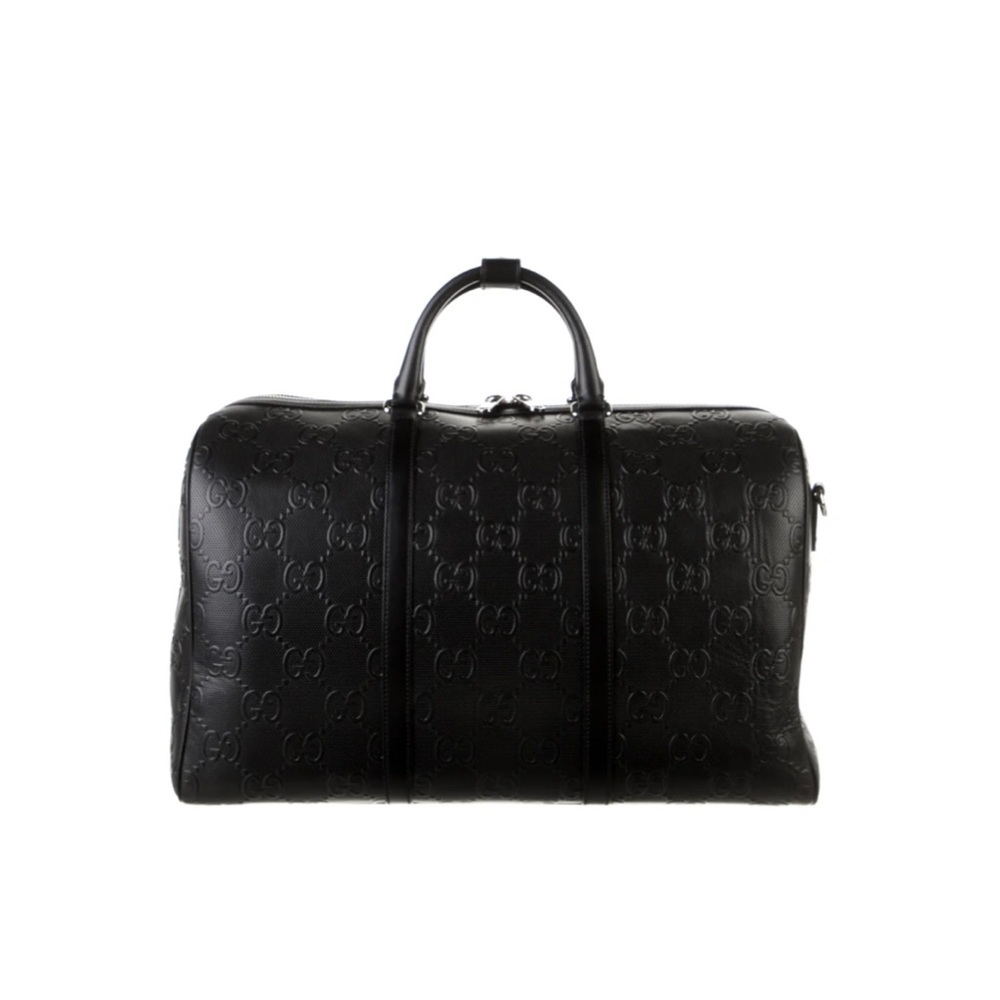 GUCCI Weekender GG Embossed Duffle Bag Large Travel Tote 100% Auth Luggage Purse - Picture 7 of 12